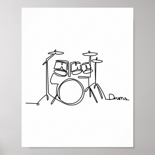 Drummer Music Design One-Line Drums Poster (Voorkant)