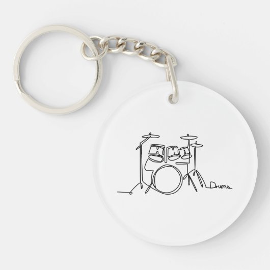 Drummer Music Design One-Line Drums Sleutelhanger (Voorkant)