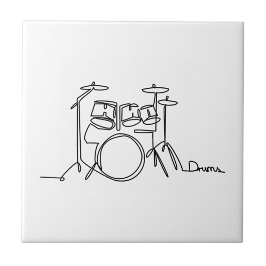 Drummer Music Design One-Line Drums Tegeltje (Voorkant)