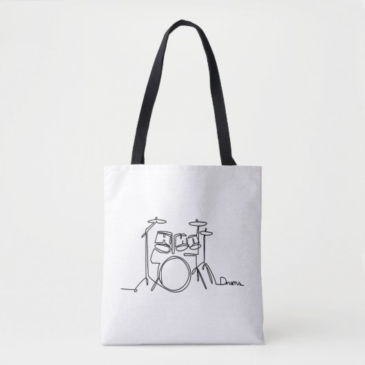Drummer Music Design One-Line Drums Tote Bag (Voorkant)