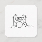 Drummer Music Design One-Line Drums Vierkante Visitekaartje (Voorkant)