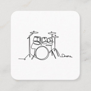 Drummer Music Design One-Line Drums Vierkante Visitekaartje