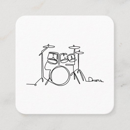 Drummer Music Design One-Line Drums Vierkante Visitekaartje (Voorkant)
