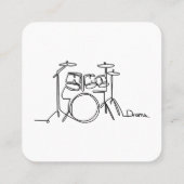 Drummer Music Design One-Line Drums Vierkante Visitekaartje (Achterkant)