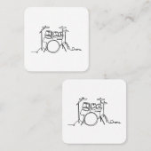 Drummer Music Design One-Line Drums Vierkante Visitekaartje (Voorkant / Achterkant)