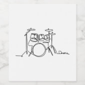 Drummer Music Design One-Line Drums Wijn Etiket (Enkel label)
