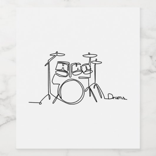 Drummer Music Design One-Line Drums Wijn Etiket (Enkel label)