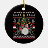Drummer Musical Instrument Ugly Kerstmis Keramisch Ornament (Voorkant)
