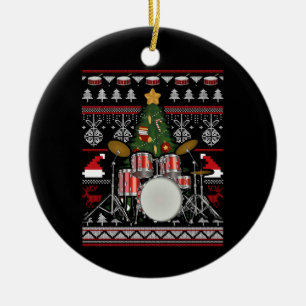 Drummer Musical Instrument Ugly Kerstmis Keramisch Ornament