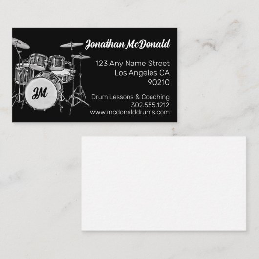 Drummer Musician Drum Kit Music Teacher Drumming Visitekaartje (Voorkant / Achterkant)