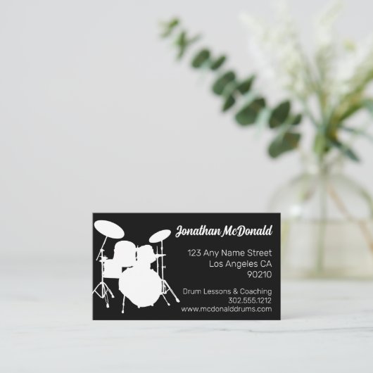 Drummer Musician Drum Kit Music Teacher Drumming Visitekaartje (Staand voorkant)