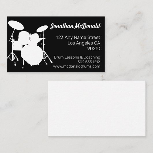 Drummer Musician Drum Kit Music Teacher Drumming Visitekaartje (Voorkant / Achterkant)