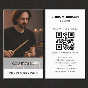 Drummer Musicus QR Code Foto Visitekaartje