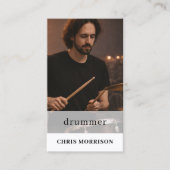 Drummer Musicus QR Code Foto Visitekaartje (Voorkant)