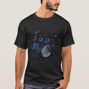 Drummer muziek met een schets van een drumstel t-shirt