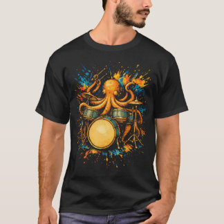 Drummer Octopus Drummen Grappige Rock T-shirt