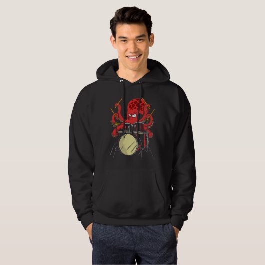 Drummer Octopus Drumsticks Drumset Hoodie (Voorkant volledig)