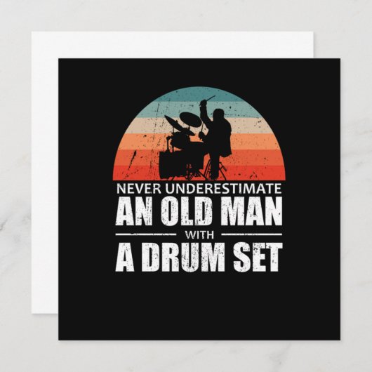 Drummer onderschat nooit een oud Man met drums Kaart (Voorkant / Achterkant)