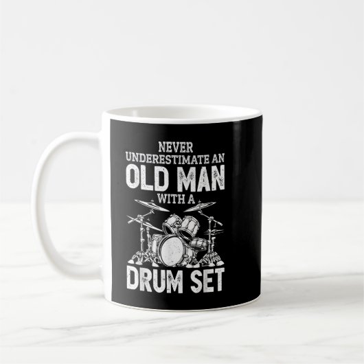Drummer onderschat nooit een oud Man met een tromm Koffiemok (Links)