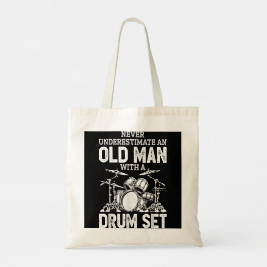 Drummer onderschat nooit een oud Man met een tromm Tote Bag (Achterkant)