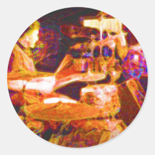 drummer op podium achter kit artistic.jpg ronde sticker