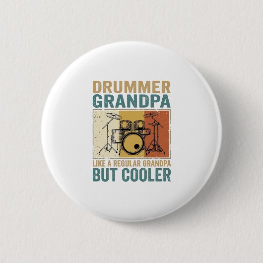 Drummer Opa Als een Gewone Opa Maar Cooler Ronde Button 5,7 Cm (Voorkant)