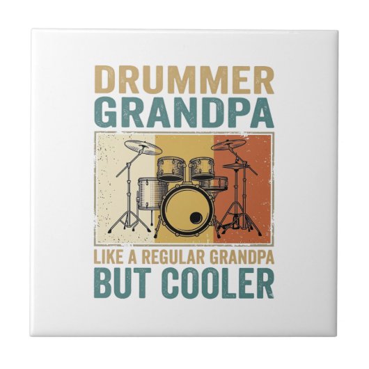 Drummer Opa Als een gewone opa maar cooler  Tegeltje (Voorkant)