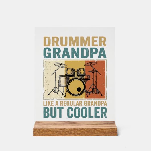 Drummer Opa Als een Gewone Opa Maar Koeler Acryl Bord (Voorkant)