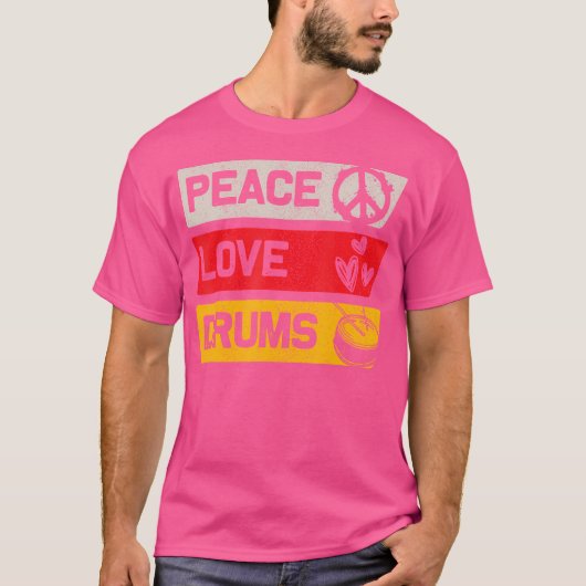 Drummer Peace Love Drums T-shirt (Voorkant)