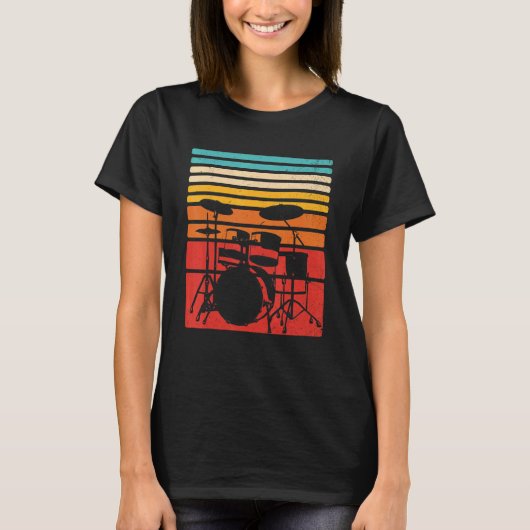 Drummer  Percussion Music Lover Retro Drum T-shirt (Voorkant)