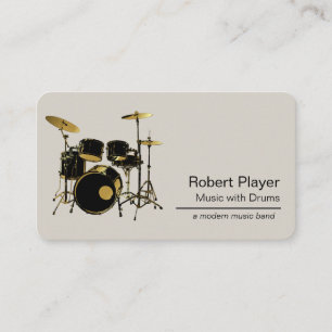 Drummer Percussionist met Drum Set Music Event Visitekaartje