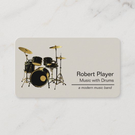 Drummer Percussionist met Drum Set Music Event Visitekaartje (Voorkant)