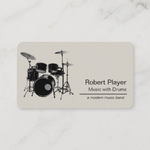 Drummer Percussionist met Drum Set Music Event Visitekaartje