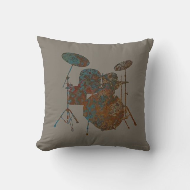 Drummer Pillow Rock & Roll Drum Kit Musician Music Kussen (Voorkant)