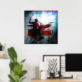 Drummer Pop van kleur, Copyright Karen J Williams Poster (Thuiskantoor)