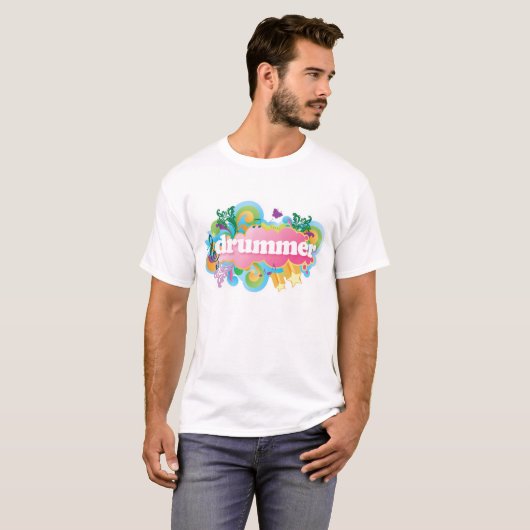 Drummer Retro Burst T-shirt (Voorkant volledig)