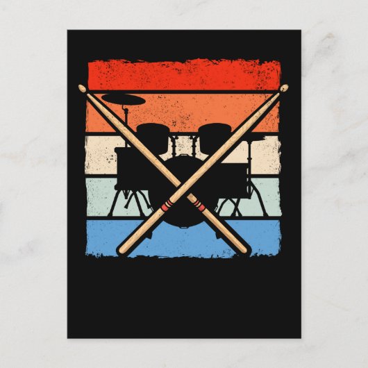 Drummer Retro Drum Sticks Music Lover Briefkaart (Voorkant)