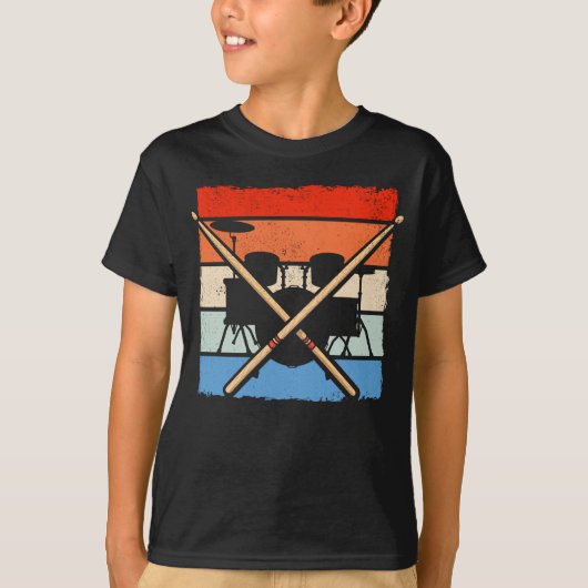 Drummer Retro Drum Sticks Music Lover T-shirt (Voorkant)
