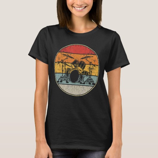 Drummer Retro  drumset drumset drummers T-shirt (Voorkant)