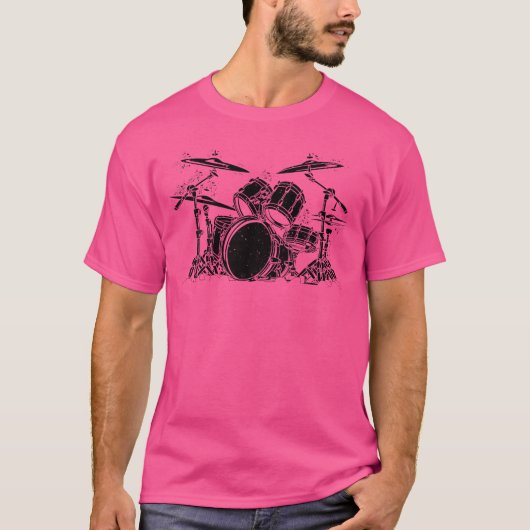 Drummer Retro drumset drumset drummers T-shirt (Voorkant)
