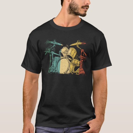 Drummer Retro drumstel Drummers Mannen Drummi T-shirt (Voorkant)