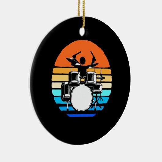 Drummer Retro  Keramisch Ornament (Rechts)
