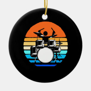 Drummer Retro  Keramisch Ornament