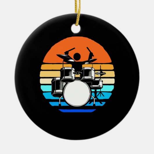 Drummer Retro  Keramisch Ornament (Voorkant)