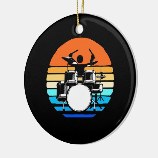 Drummer Retro  Keramisch Ornament (Links)