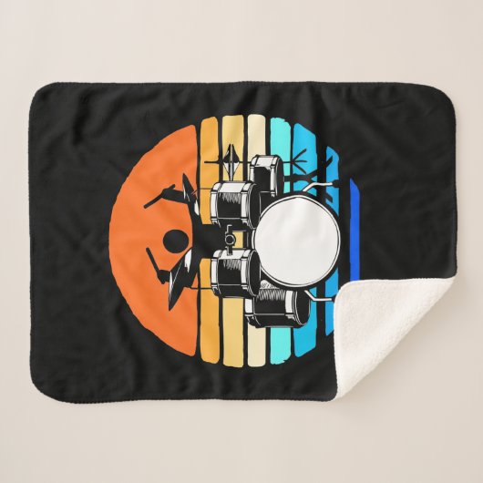 Drummer Retro Sherpa Deken (Voorkant (horizontaal))