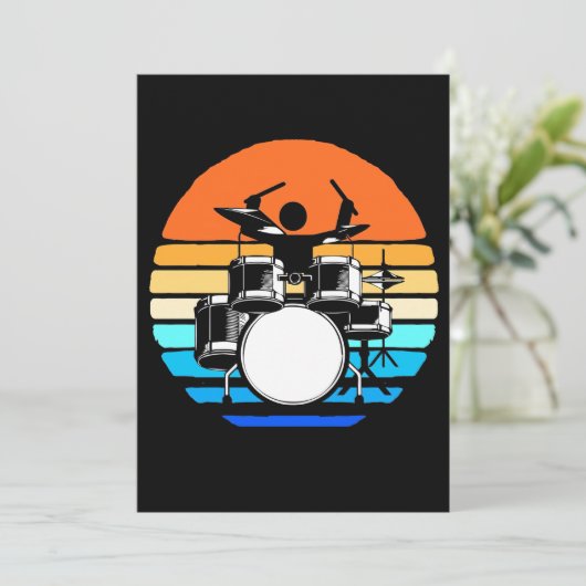 Drummer Retro Vintage Kaart (Staand voorkant)