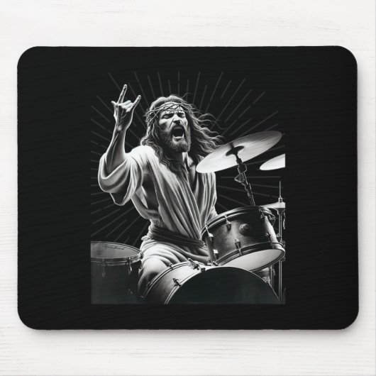 Drummer Rock Jezus Drummen Muismat (Voorkant)