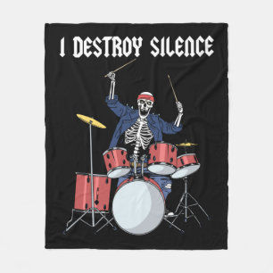 Drummer Rock Music Band Drums I Destroy Silence Fleece Deken