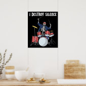 Drummer Rock Music Band Drums I Destroy Silence Poster (Keuken)